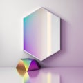 Background for product presentation, shimmering violet cube with abstract lines constructed from onyx AI generation