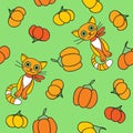 Background with pumpkin and cats