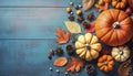 Background with pumpkins autumn leafs Royalty Free Stock Photo