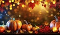 Background with pumpkins autumn leafs Royalty Free Stock Photo