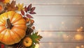 Background with pumpkins autumn leafs Royalty Free Stock Photo