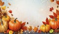 Background with pumpkins autumn leafs Royalty Free Stock Photo