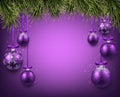 Background with purple christmas balls