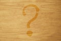 Background. Question mark painted on wood. Light brown. Place for text