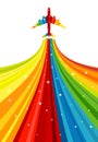 Background with rainbow airplane
