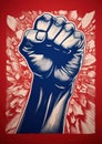 Raised human union rebellion politics strike grunge graphic strength anger background silhouette