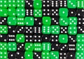 Background of 70 random ordered black and green dices Royalty Free Stock Photo
