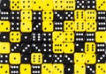 Background of 70 random ordered black and yellow dices Royalty Free Stock Photo