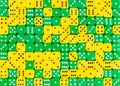 Background of 140 random ordered green and yellow dices Royalty Free Stock Photo