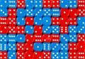 Background of 70 random ordered red and blue dices Royalty Free Stock Photo