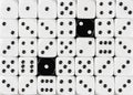 Background of random ordered white dices with two black cubes Royalty Free Stock Photo