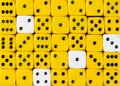 Background of random ordered yellow dices with four white cubes Royalty Free Stock Photo