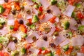 Uncooked pizza close up texture background Royalty Free Stock Photo