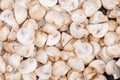 Background of raw sliced button mushrooms, top view close-up Royalty Free Stock Photo