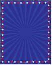 American abstract flag rays with stars blue background frame. Royalty Free Stock Photo