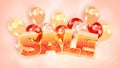 Background with realistic air balls and inscription Sale. Poster, banner for advertising