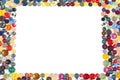 Background with rectangular frame - multicolored buttons on a white surface Royalty Free Stock Photo
