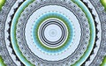 Background from a recurring Kaleidoscope species with green and blue circles and black lines with animal eyes