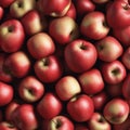 Background of red apples. Flat lay, top view, copy space