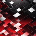 The background is red and black and has a rectangular shape