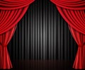 Background with red and black theatre curtain