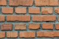 Background from the red brick laid with cement mortar close up Royalty Free Stock Photo