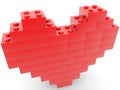 Background of red heart build from toy bricks