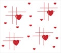 Background with red heart and lines