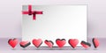Background of red hearts for Valentine`s Day and March 8 - 3D vector eps10 Royalty Free Stock Photo