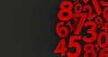 Background of red numbers. from zero to nine. Abstract Numbers. Royalty Free Stock Photo
