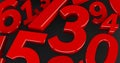 Background of red numbers. from zero to nine. Abstract Numbers. Royalty Free Stock Photo