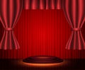 Background with red theatre curtain and podium Royalty Free Stock Photo