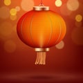 Background with Red Traditional Chinese lantern. Chinese new Year decoration.Vector illustration