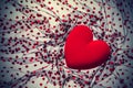 Background with red velvet heart Royalty Free Stock Photo