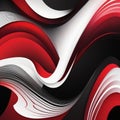 The background is red white and black with curved webs all over.