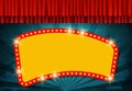 Background with retro banner on circus vintage curtain