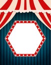 Background with retro banner on vintage curtain. Design for presentation, concert, show Royalty Free Stock Photo