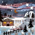 Background retro christmas patchwork design nature winter picture illustration