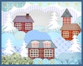 Background retro christmas patchwork nature winter picture illus Royalty Free Stock Photo