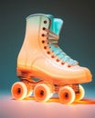 Background retro equipment wheel sport skate pair vintage roller skater pink fun shoe Royalty Free Stock Photo