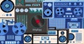 Background from retro old vintage hipster music tech audio equipment