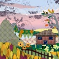 Background retro patchwork nature