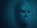 Background robot danger dark face. Cyborg binary code head. Data intellect mind virtual information. Vector illustration