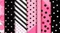 Background of rolls of pink and black wrapping paper, generative AI. Royalty Free Stock Photo