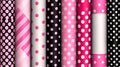 Background of rolls of pink and black wrapping paper, generative AI. Royalty Free Stock Photo
