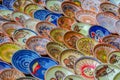 Background with Romanian traditional ceramic in the plates form