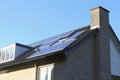 Roof of modern house with alternative solar panel energy, Netherlands