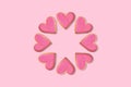 Background round pattern of Heart shaped cookie. Top view Royalty Free Stock Photo