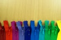 Row of invisible zipper rainbow color on table