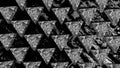 background from rows of black and white cracked pyramids. abstract three-dimensional composition. 3d render